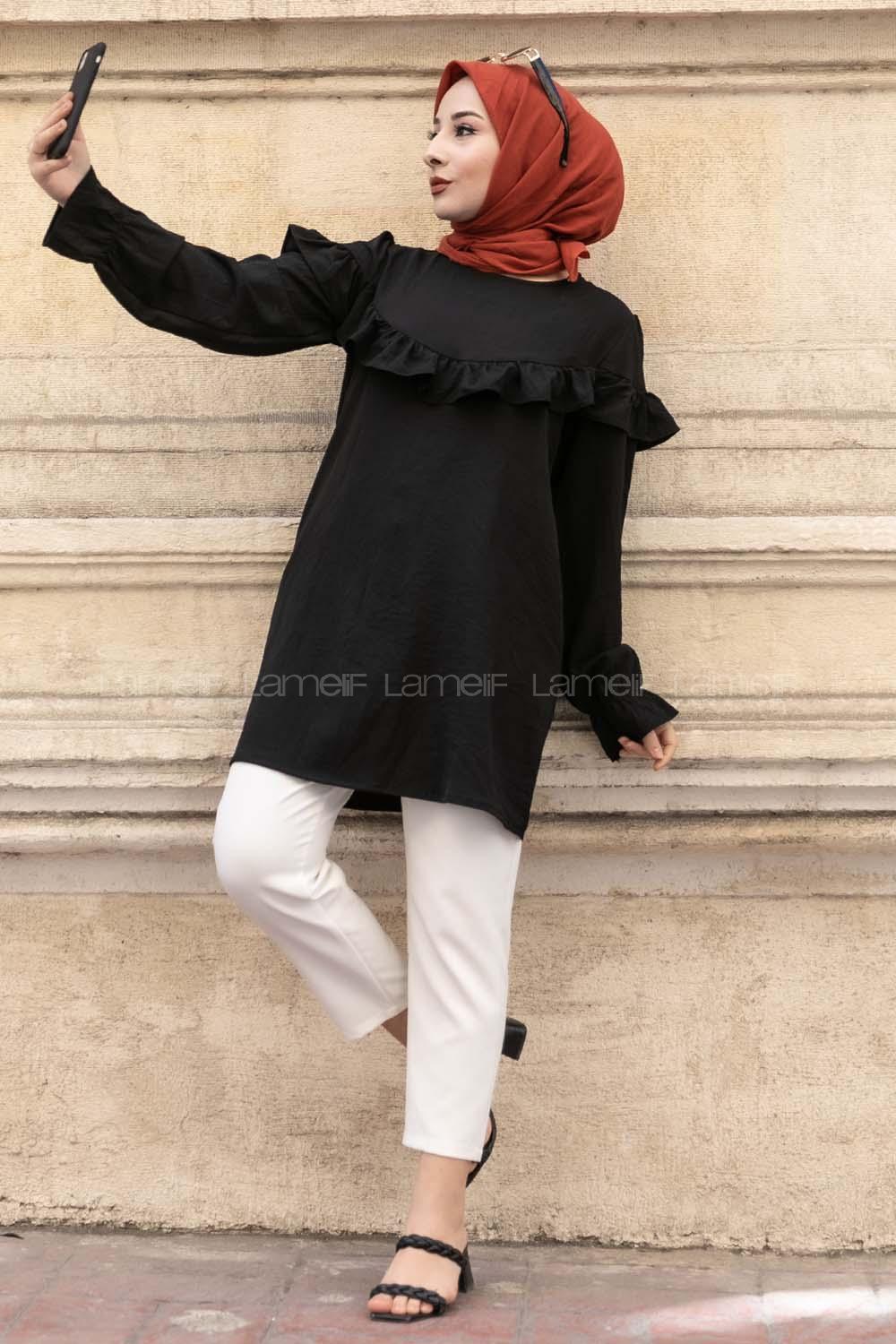 Fırfırlı Tunik Siyah