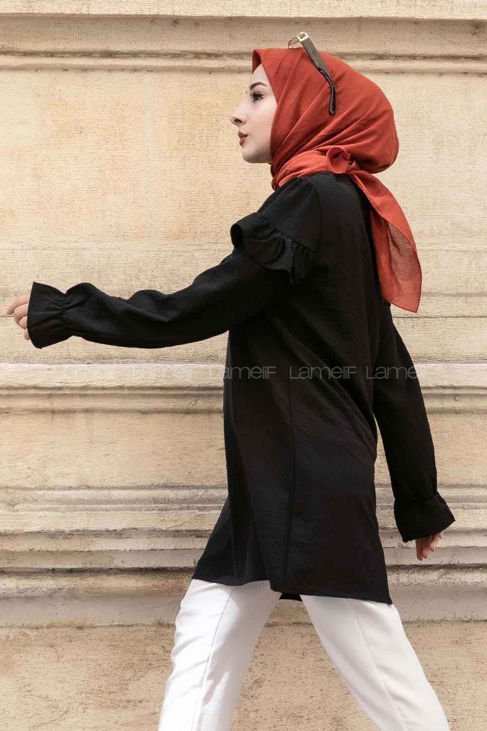 Fırfırlı Tunik Siyah