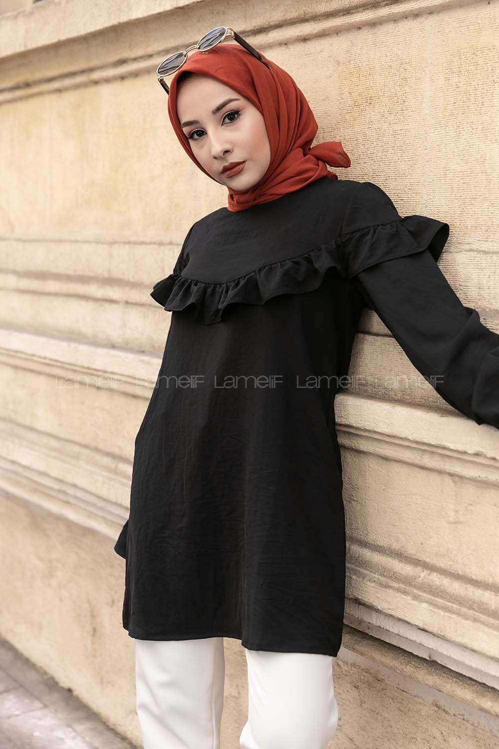 Fırfırlı Tunik Siyah