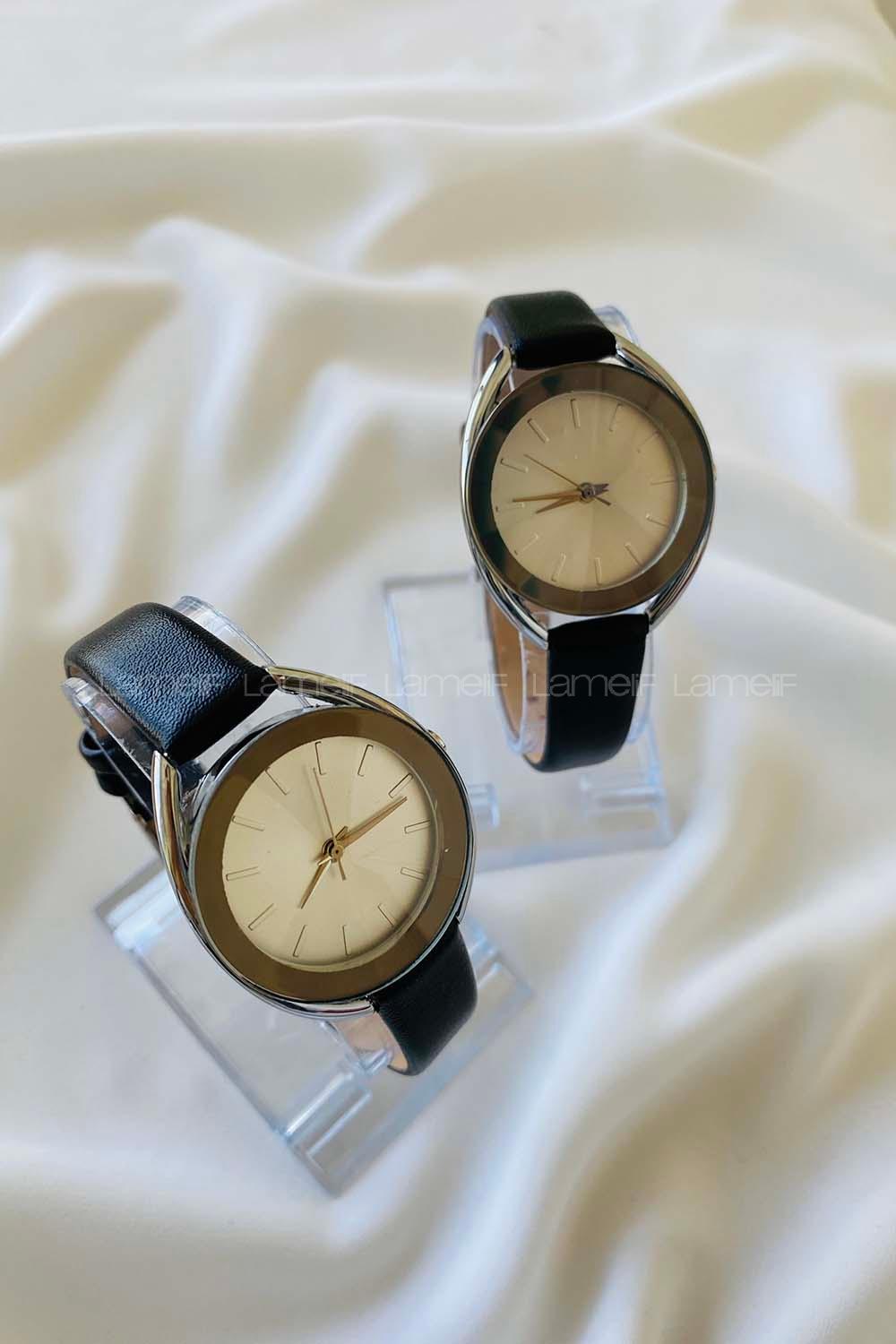 Modalamelif Siyah Gümüş Çerçeve Dizayn Saat