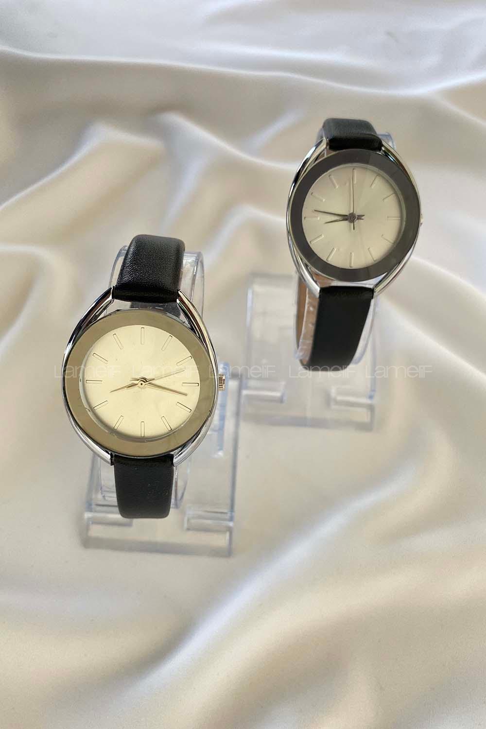 Modalamelif Siyah Gümüş Çerçeve Dizayn Saat