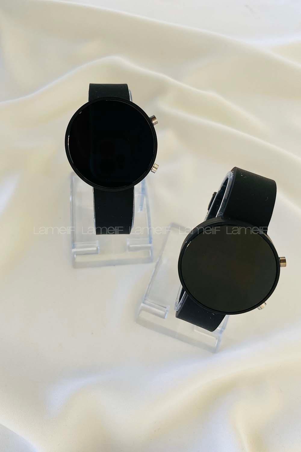 Modalamelif Siyah Yuvarlak Led Saat