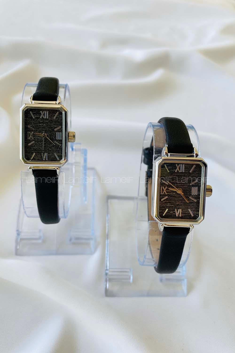 Modalamelif Vintage Siyah Gümüş Çerçeve Saat