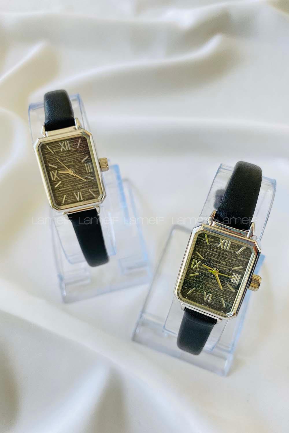 Modalamelif Vintage Siyah Gümüş Çerçeve Saat