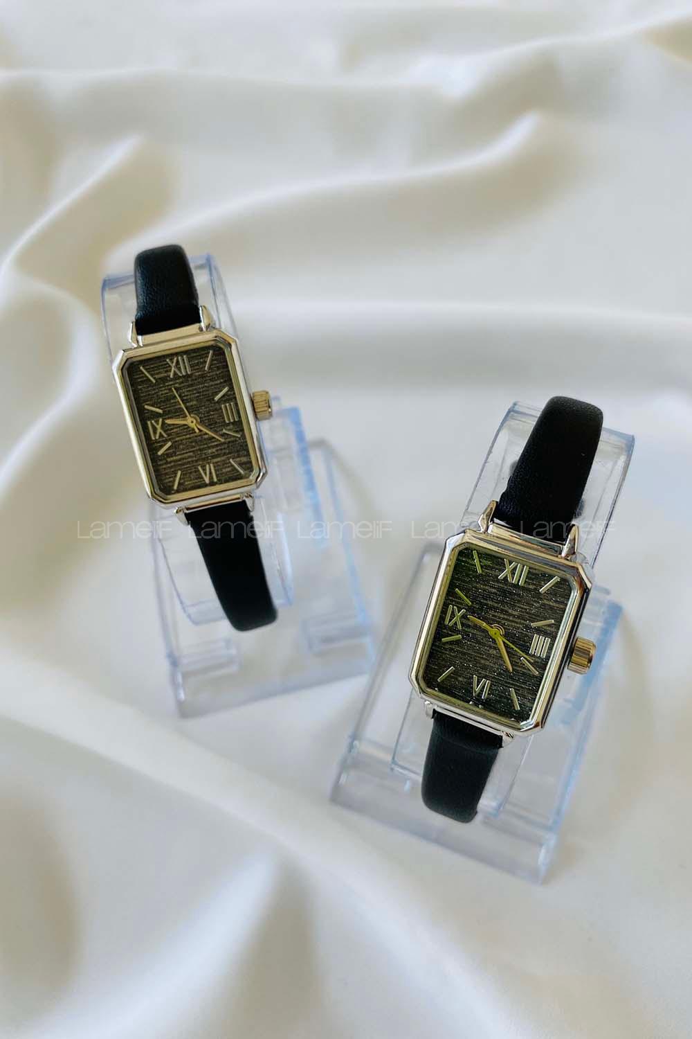 Modalamelif Vintage Siyah Gümüş Çerçeve Saat