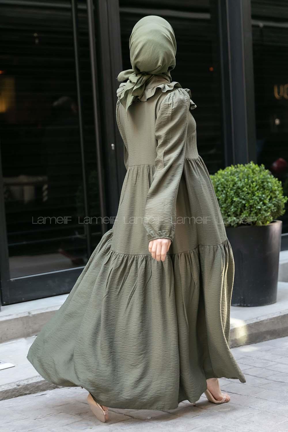 Modalamelif Bebe Yaka Fırfırlı Elbise Haki