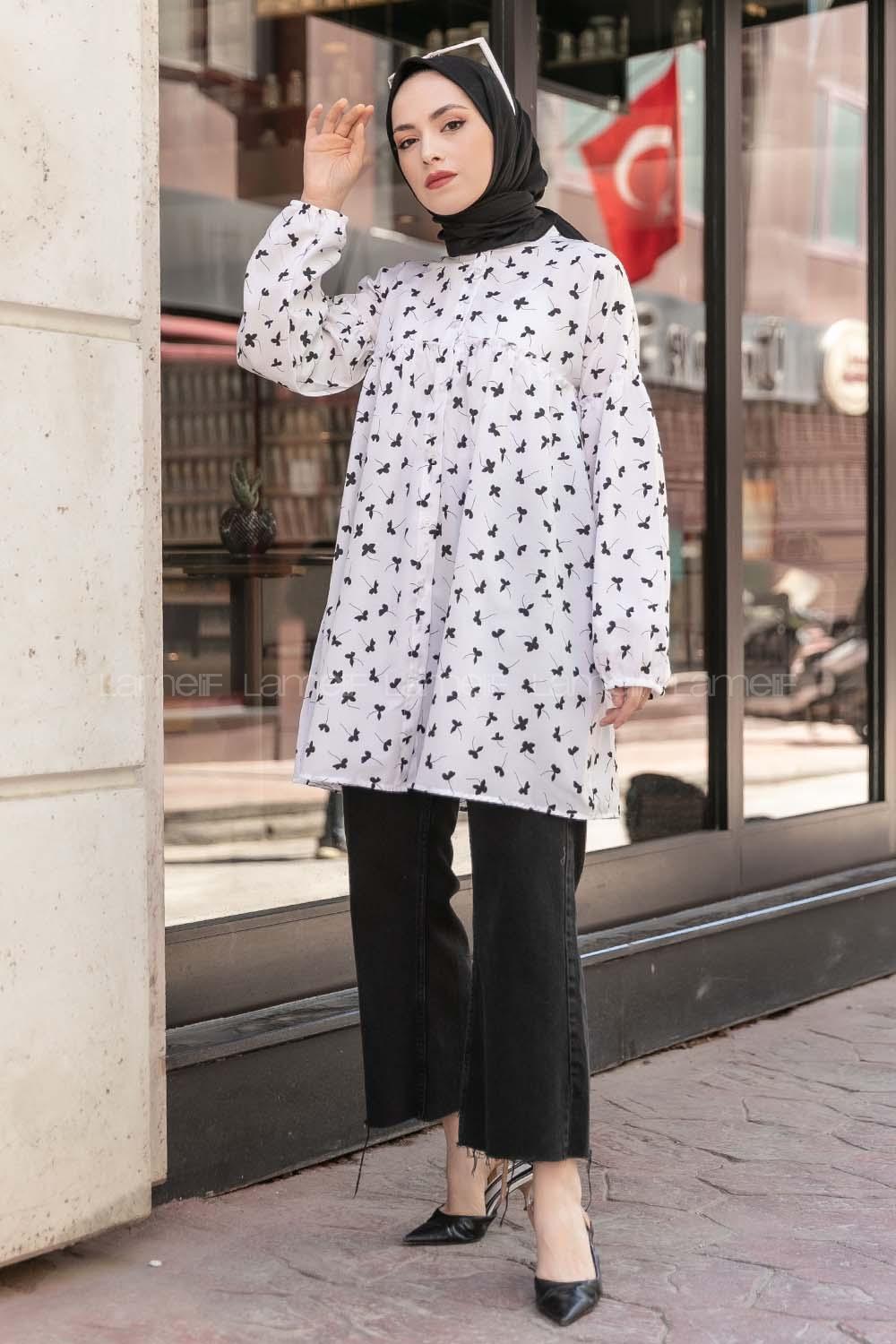 Modalamelif Hakim Yaka Desenli Tunik Siyah