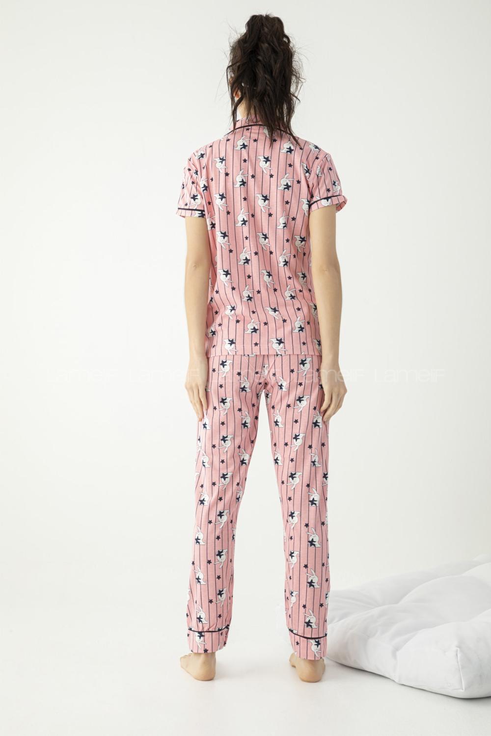 Modalamelif  Kısa Kollu Uyku Bantlı 5 Düğme Pijama Takımı