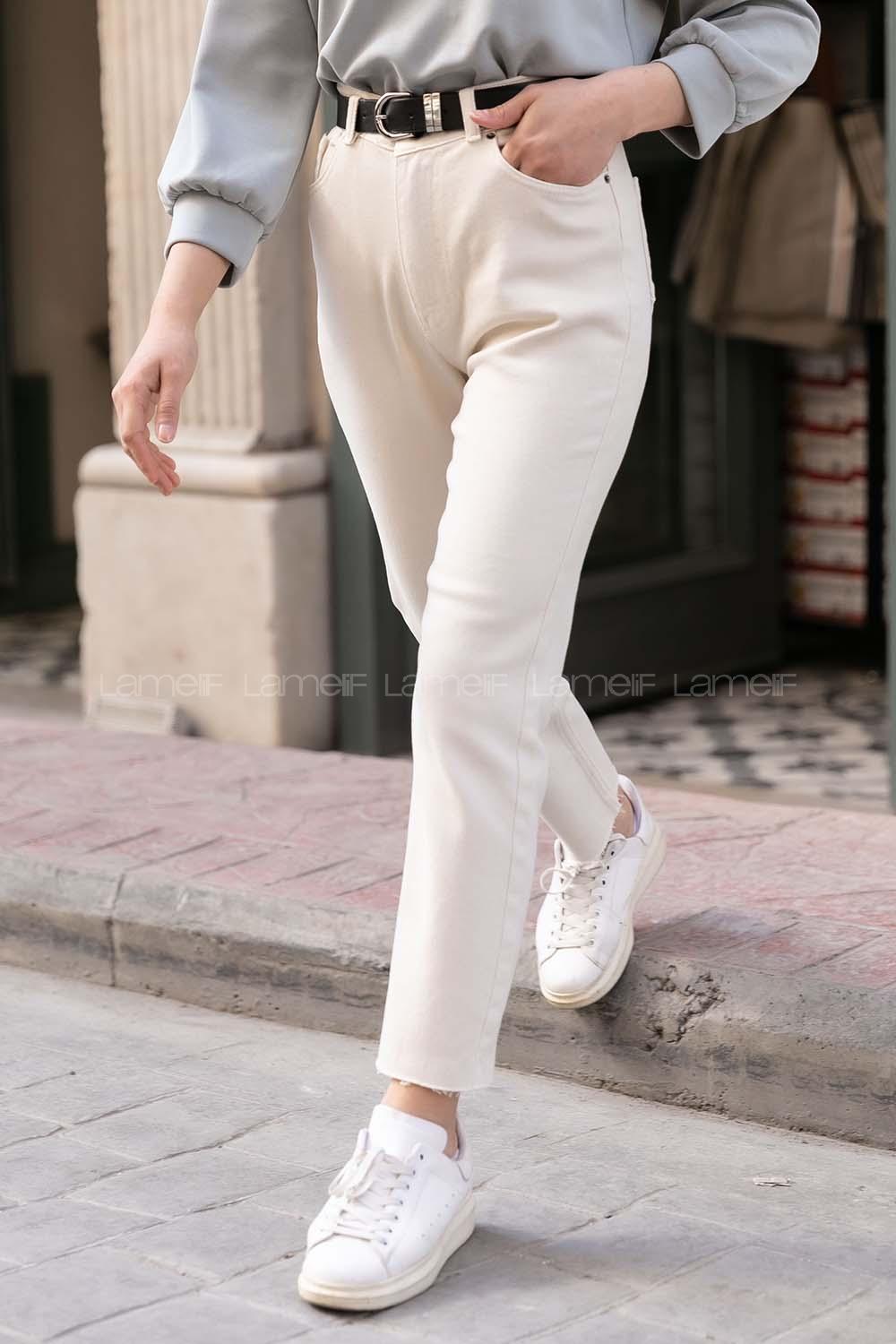 Modalamelif Paça Kesik Mom Jean Taş