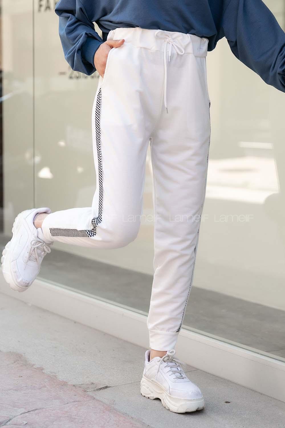 Modalamelif Yanı Şeritli Eşofman Altı Ekru