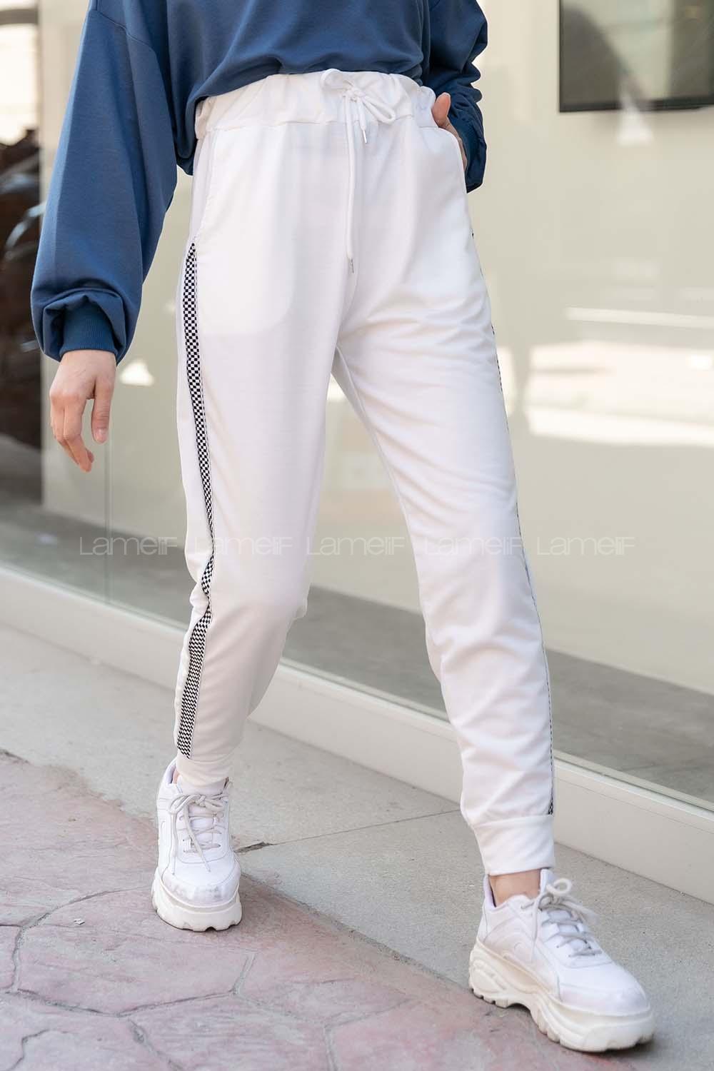 Modalamelif Yanı Şeritli Eşofman Altı Ekru