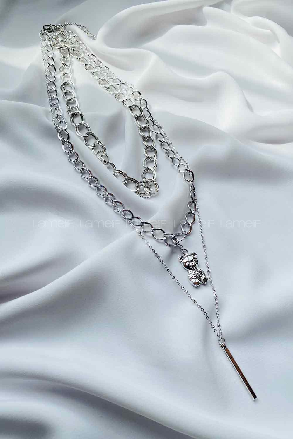 Modalamelif 3lü Gümüş Ayıcık Kolye