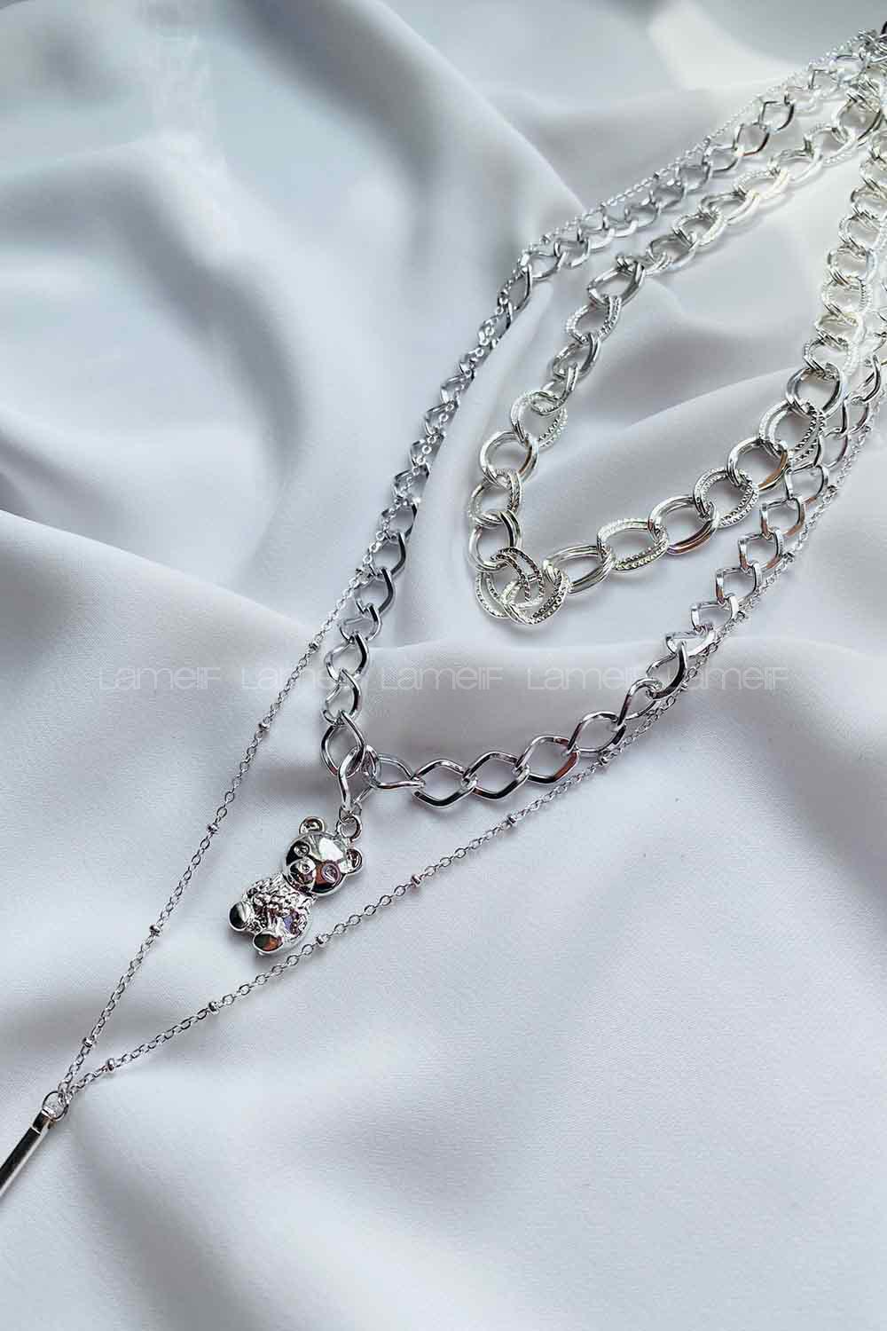 Modalamelif 3lü Gümüş Ayıcık Kolye