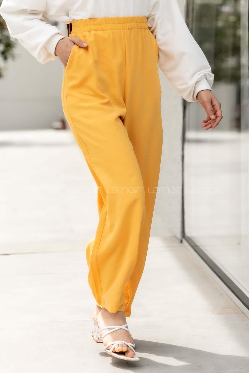 Modalamelif tikli Salaş Pantolon Hardal