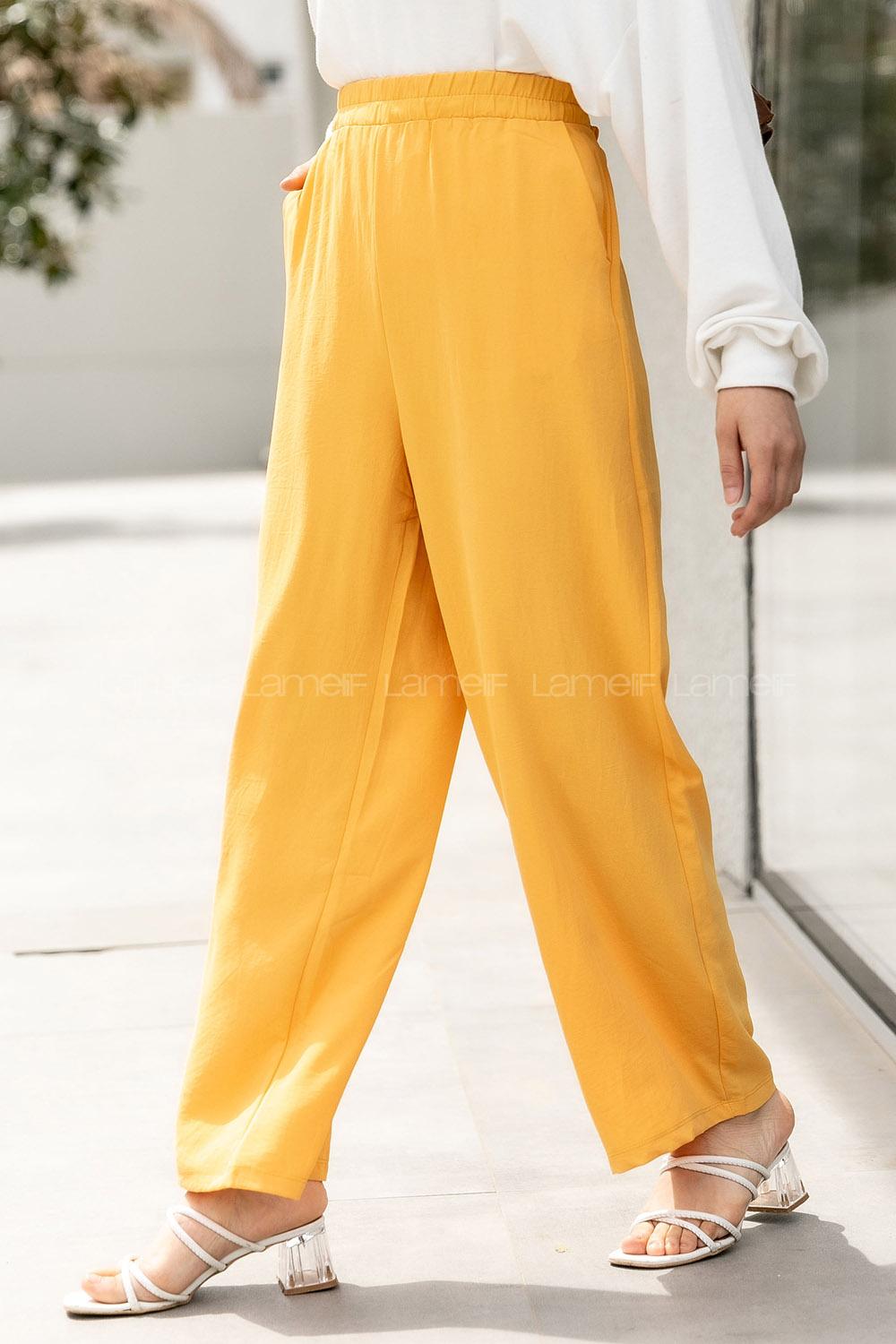 Modalamelif tikli Salaş Pantolon Hardal