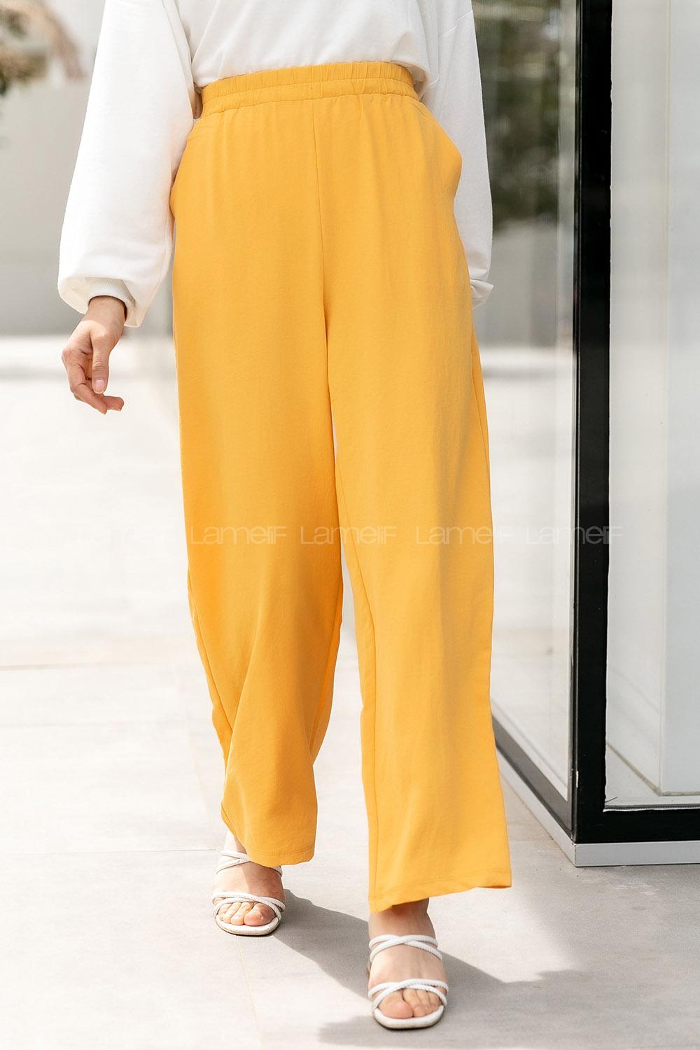 Modalamelif tikli Salaş Pantolon Hardal