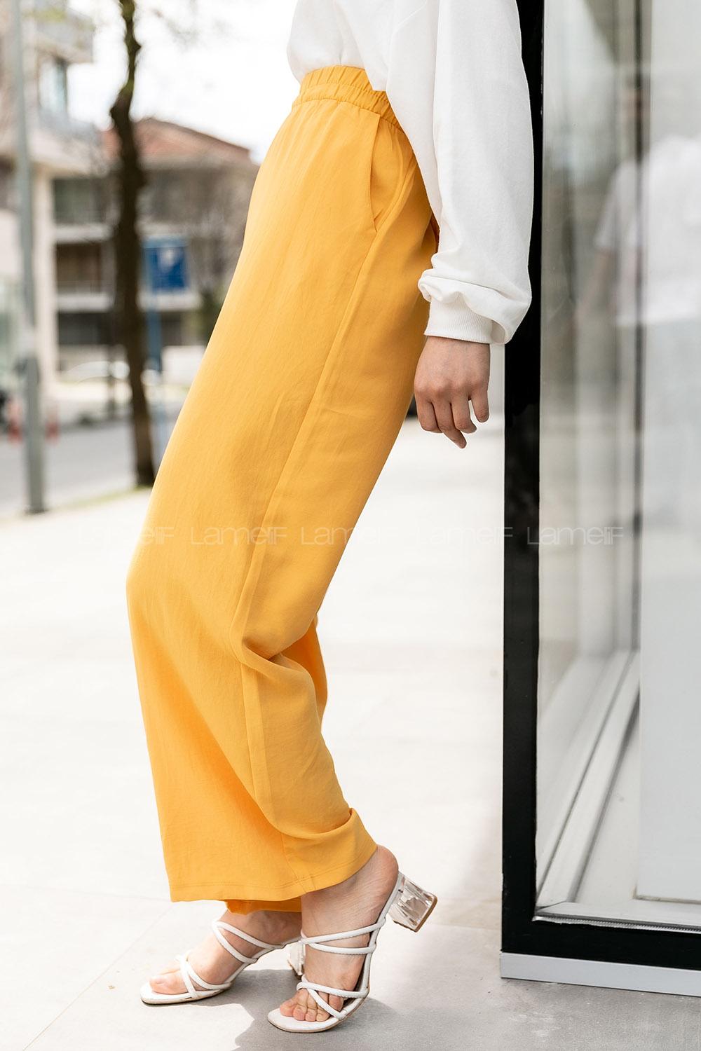 Modalamelif tikli Salaş Pantolon Hardal