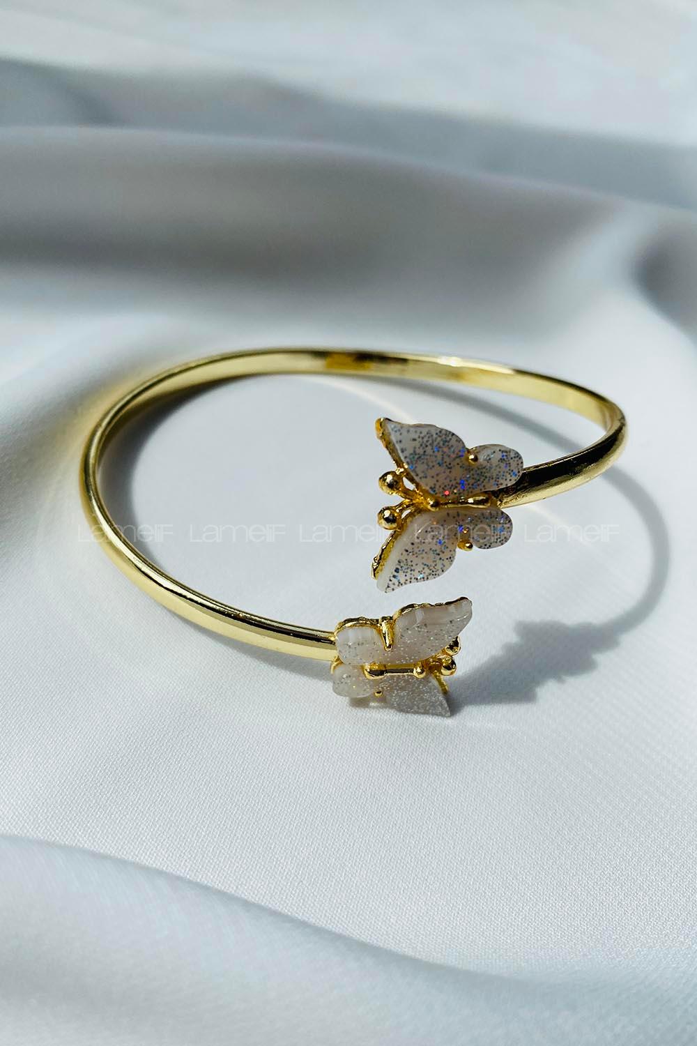 Modalamelif Beyaz Kelebek Kelepçe Bileklik