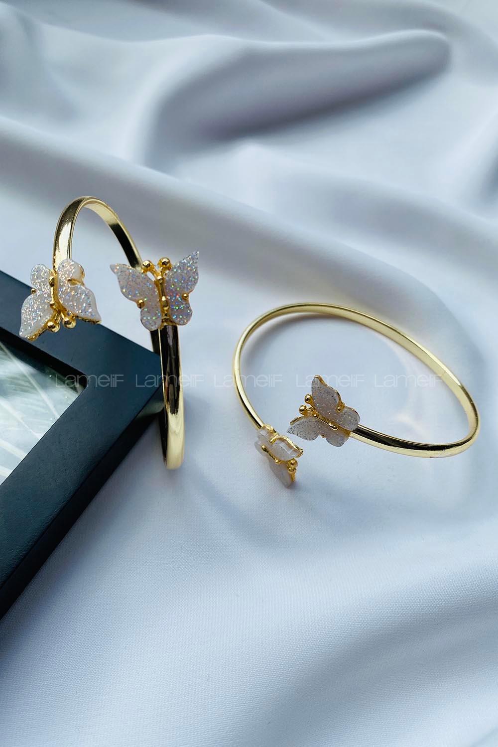 Modalamelif Beyaz Kelebek Kelepçe Bileklik