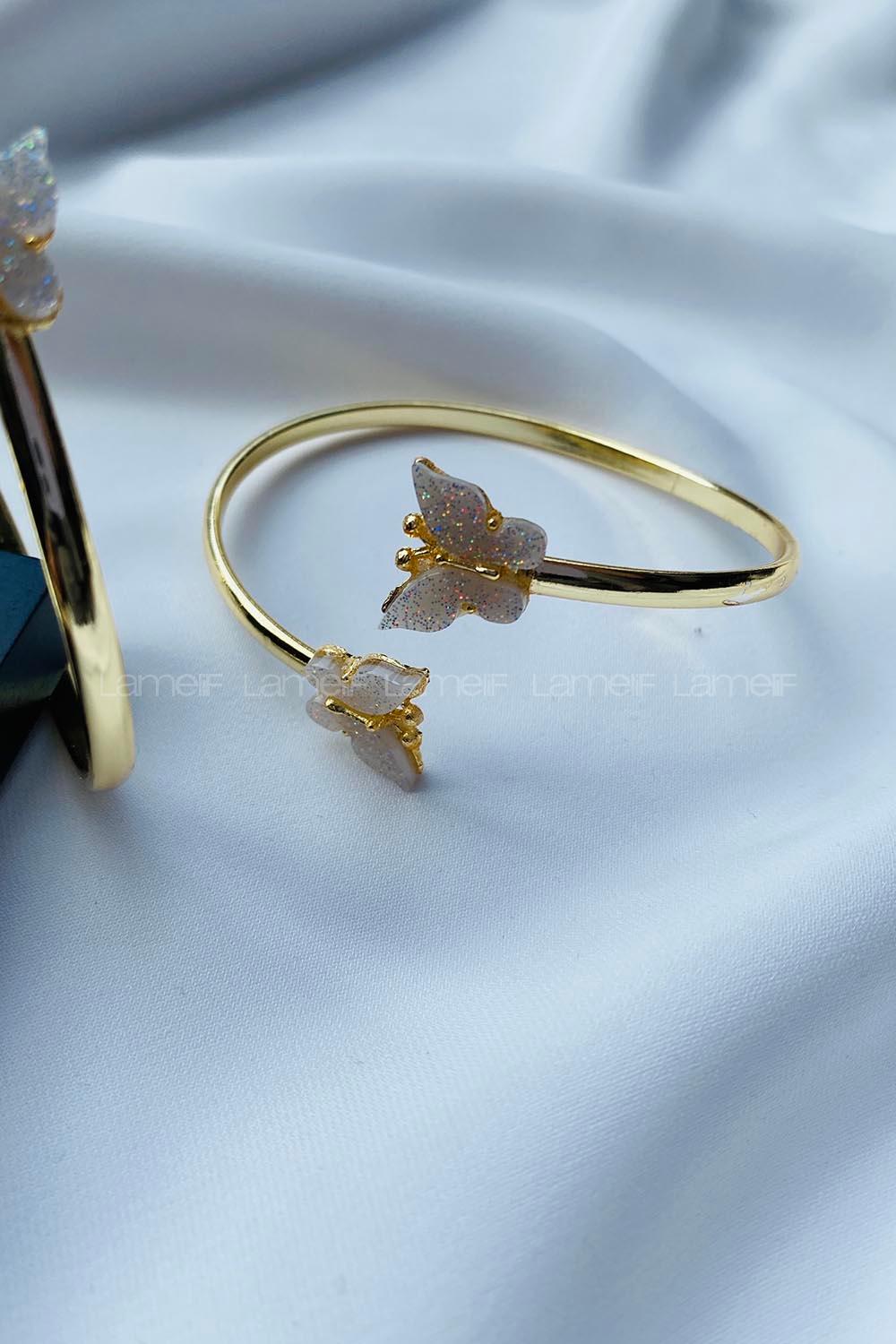 Modalamelif Beyaz Kelebek Kelepçe Bileklik