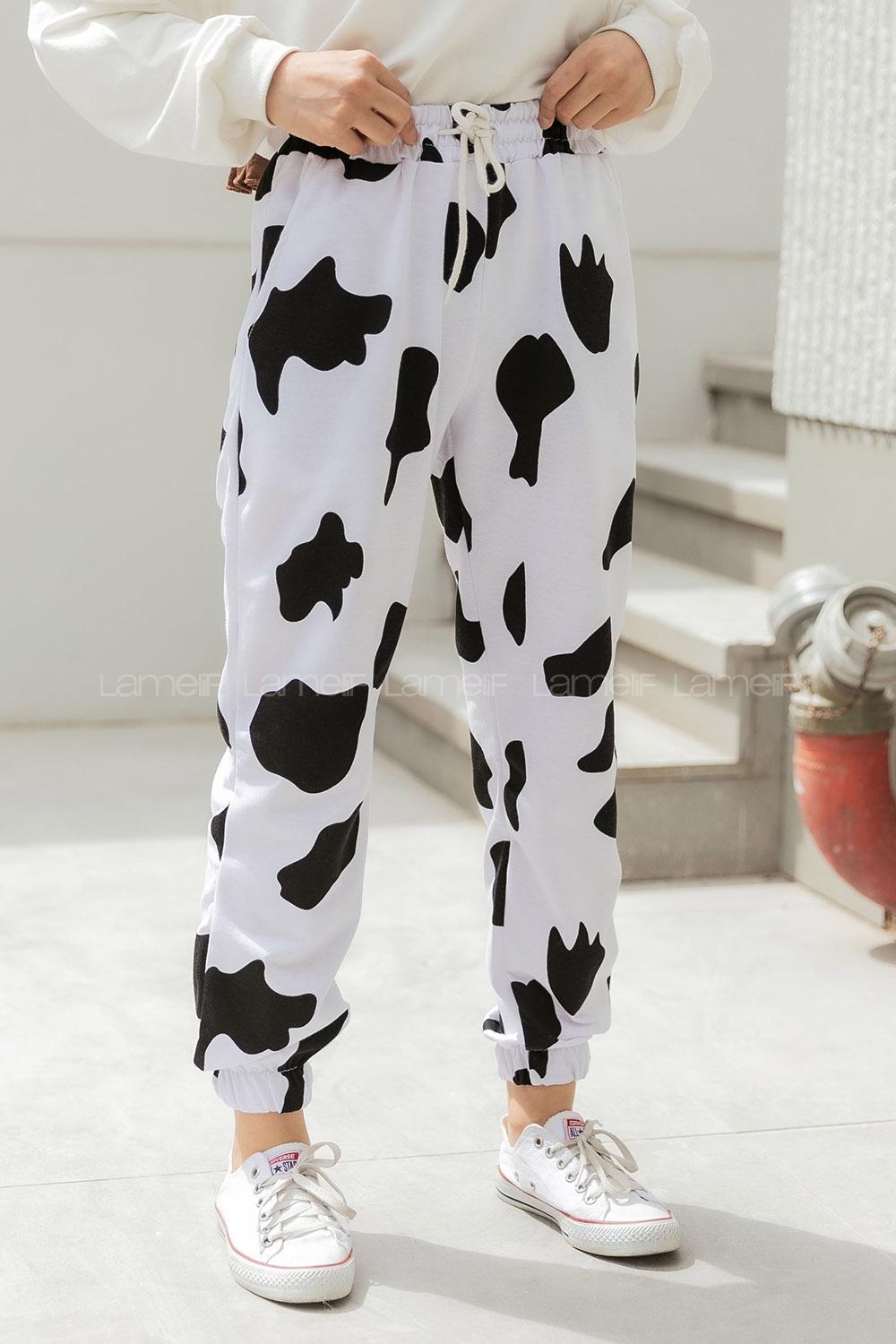 Modalamelif Dalmaçyalı Eşofman Altı Beyaz Siyah