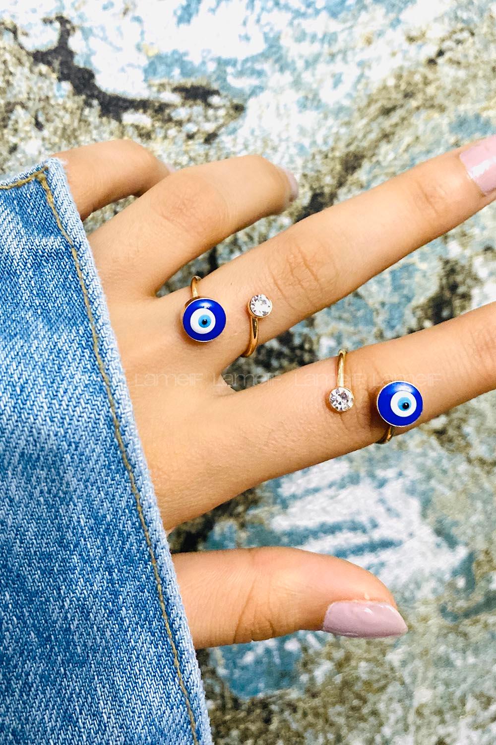 Modalamelif Gold Nazar Boncuk Yüzük