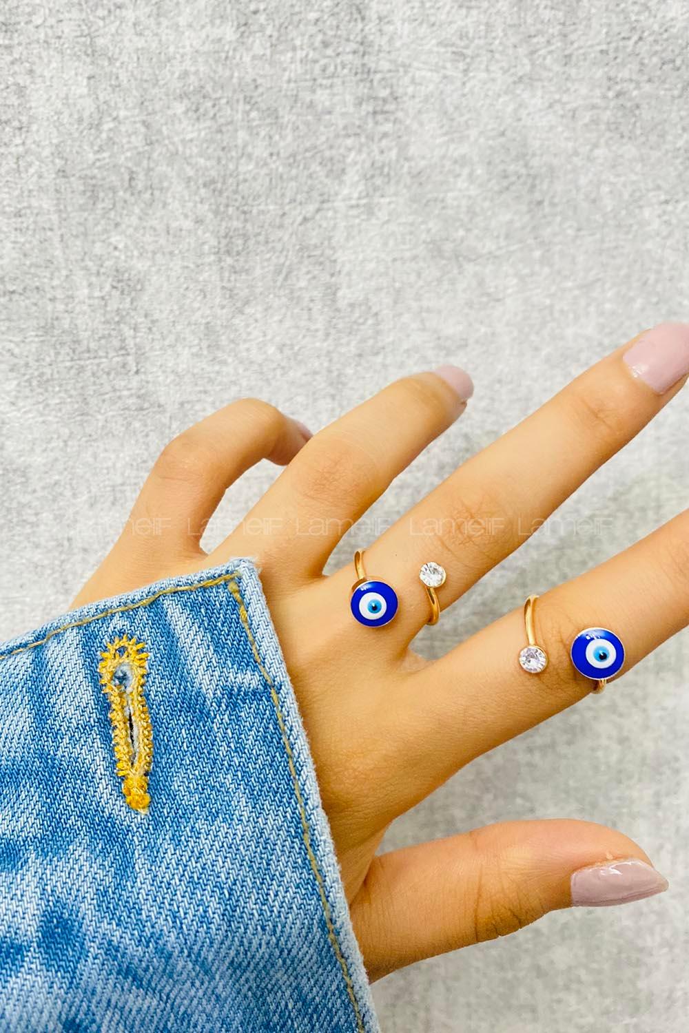 Modalamelif Gold Nazar Boncuk Yüzük