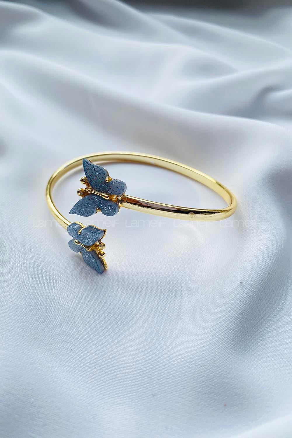 Modalamelif Mavi Kelebek Kelepçe Bileklik