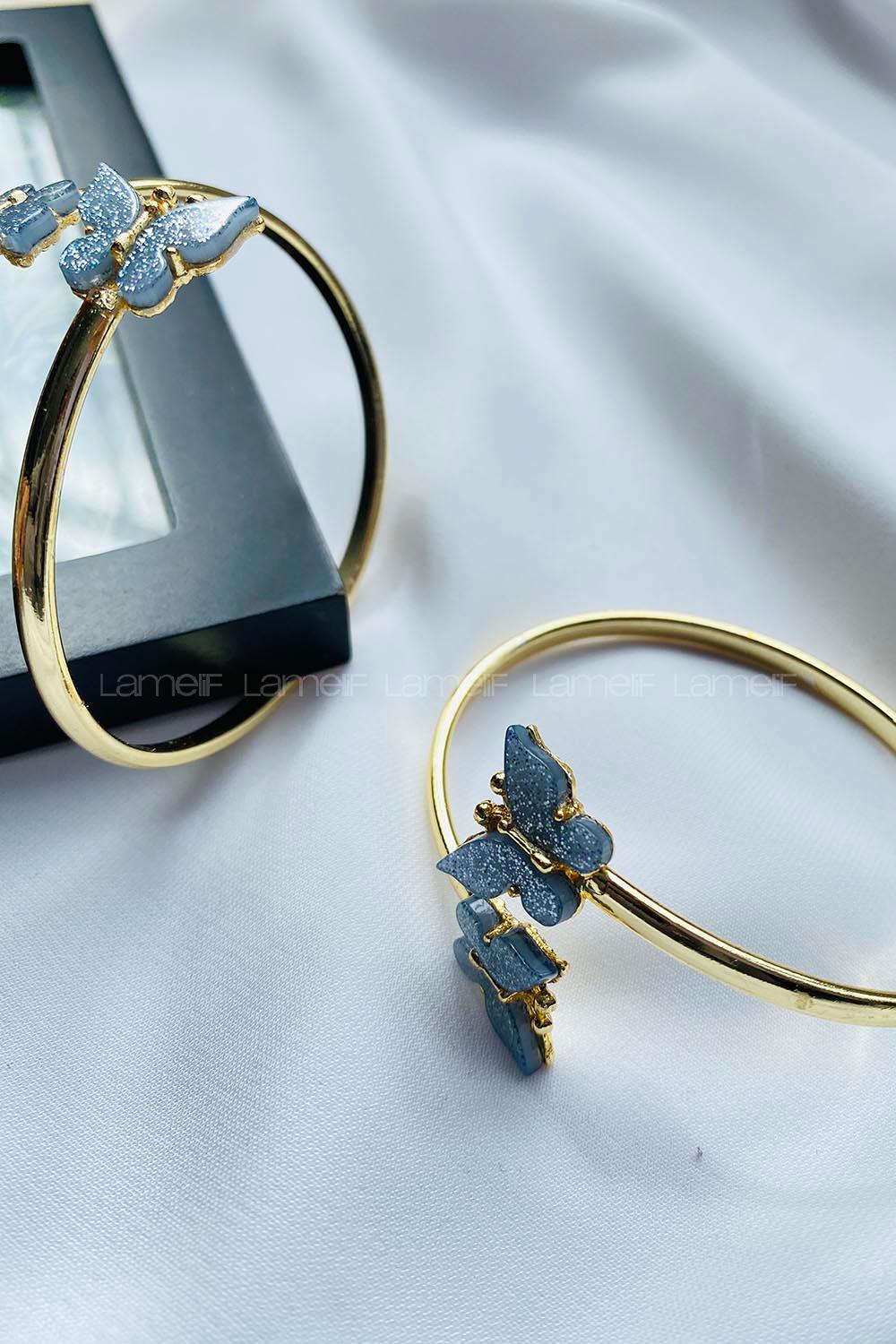 Modalamelif Mavi Kelebek Kelepçe Bileklik