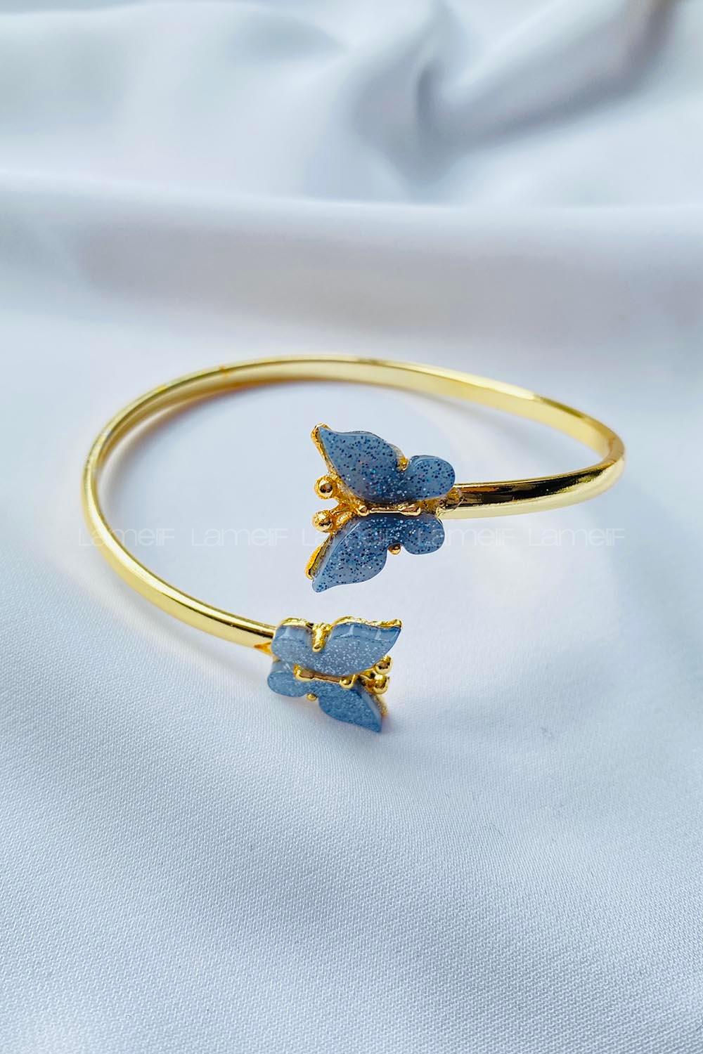 Modalamelif Mavi Kelebek Kelepçe Bileklik
