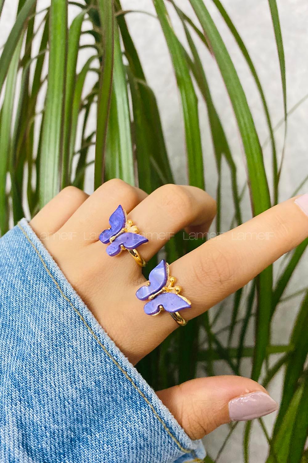 Modalamelif Mor Kelebek Yüzük