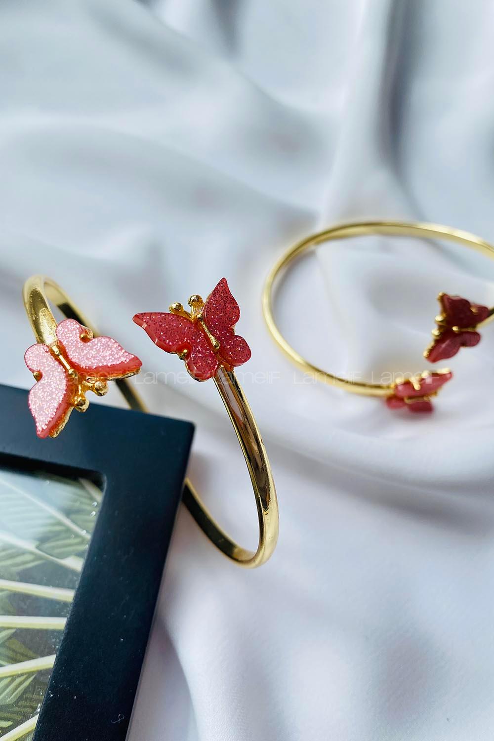 Modalamelif Pembe Kelebek Kelepçe Bileklik