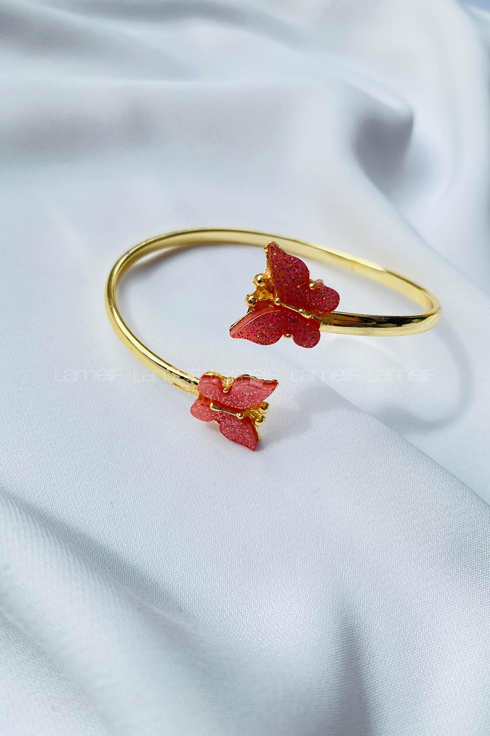 Modalamelif Pembe Kelebek Kelepçe Bileklik