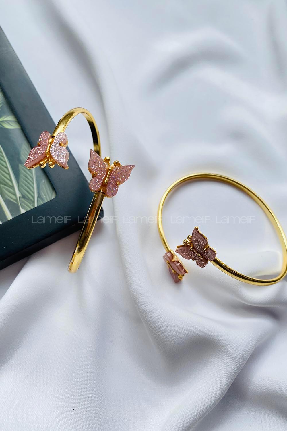 Modalamelif Pudra Kelebek Kelepçe Bileklik