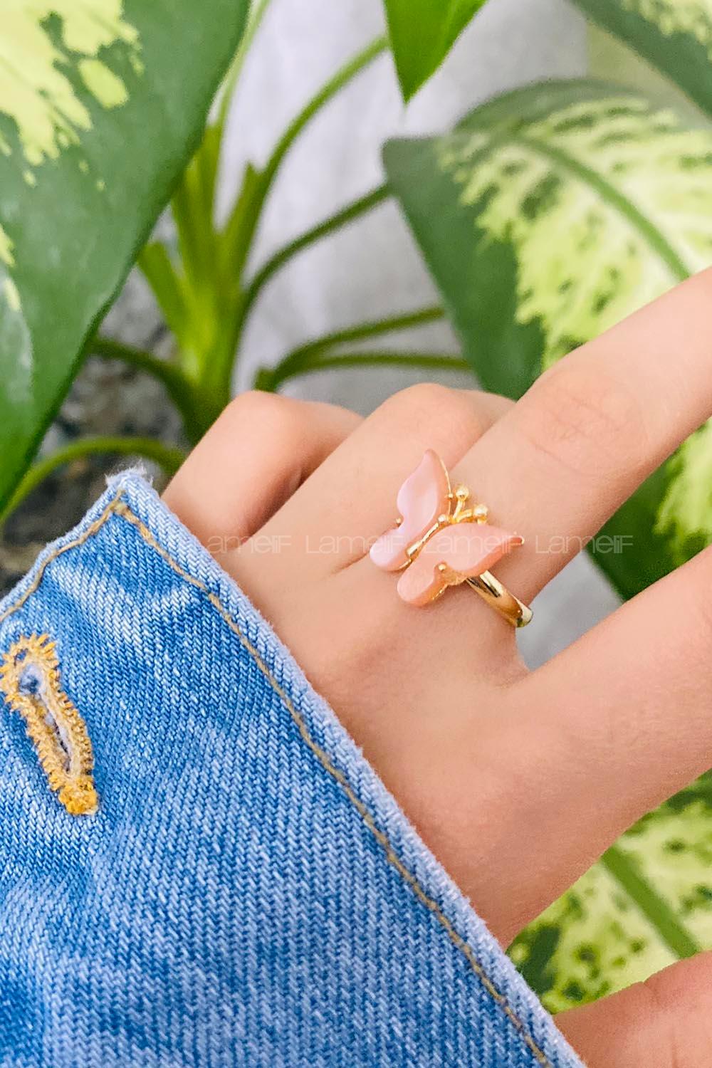 Modalamelif Pudra Kelebek Yüzük