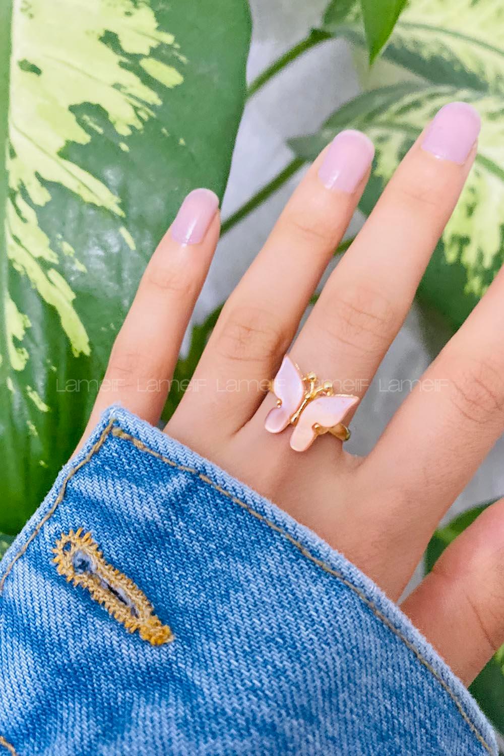 Modalamelif Pudra Kelebek Yüzük