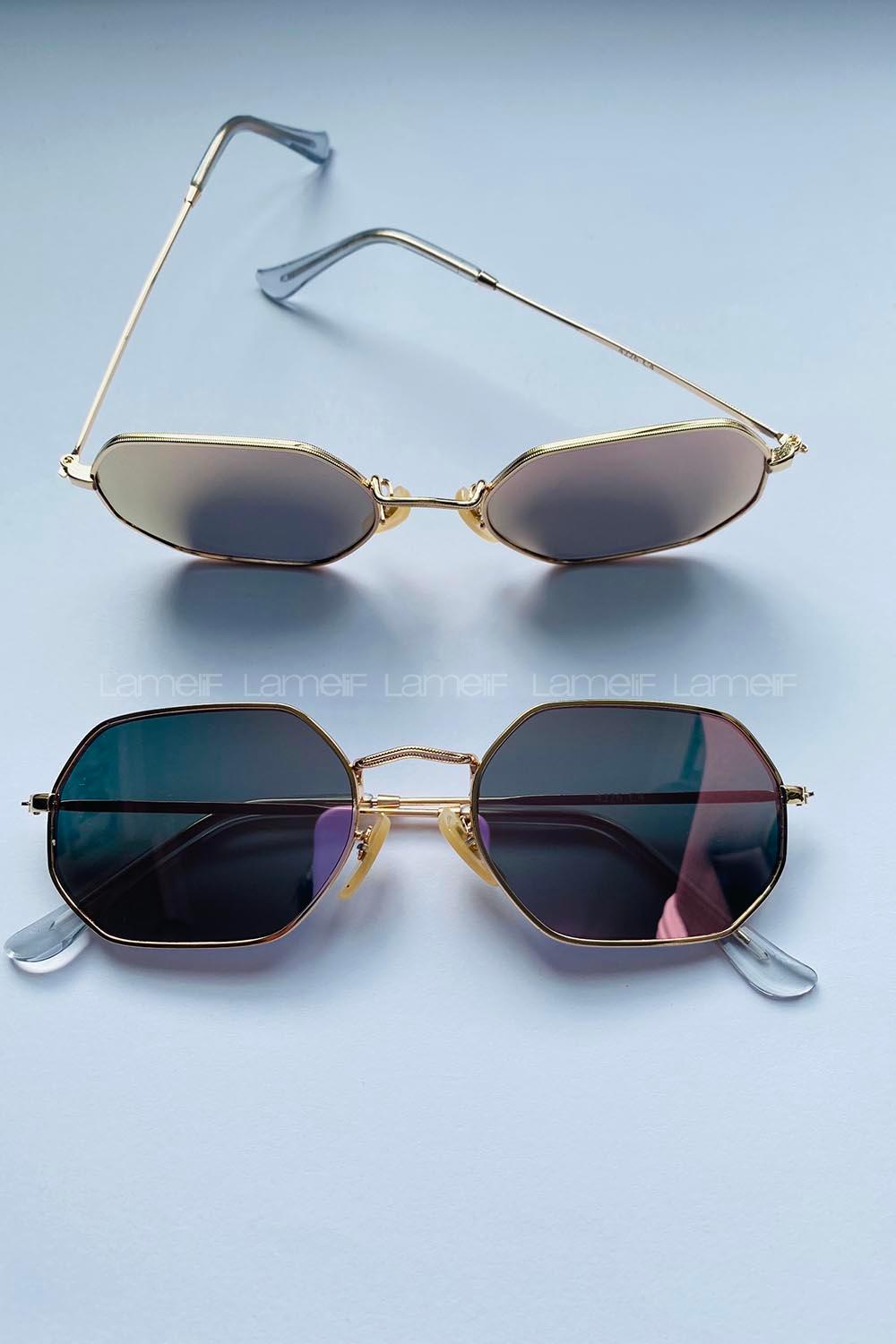 Modalamelif Pudra Siyah Aynalı Cam Mona Gözlük