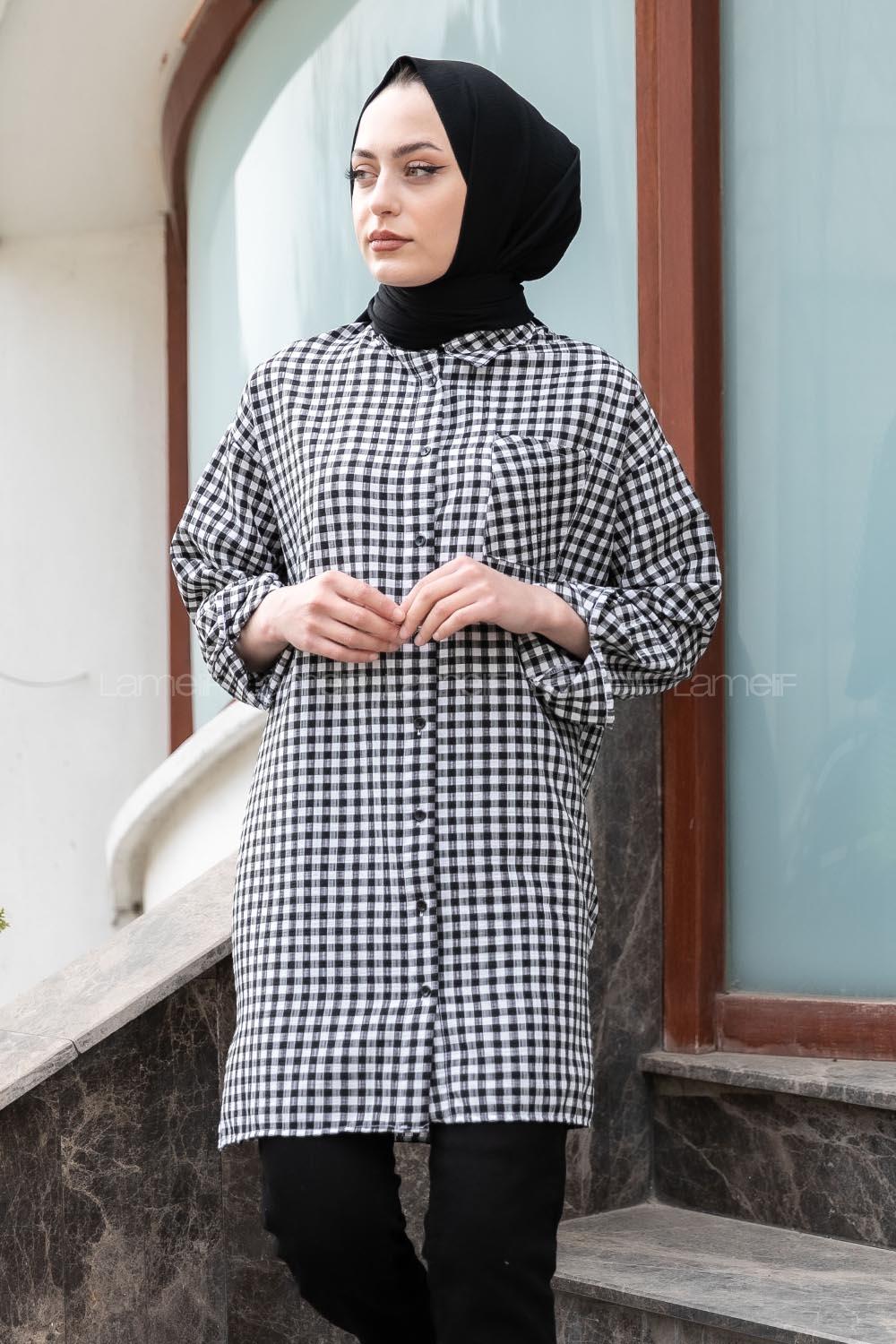 Modalamelif Tek Cepli Gofre Tunik Siyah