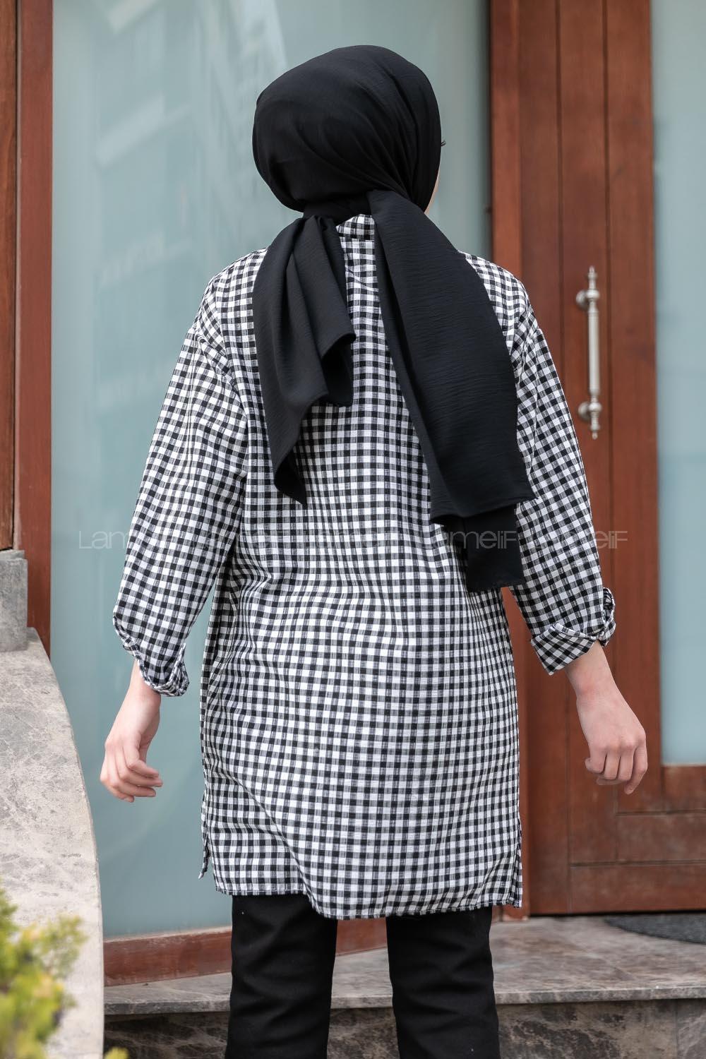 Modalamelif Tek Cepli Gofre Tunik Siyah