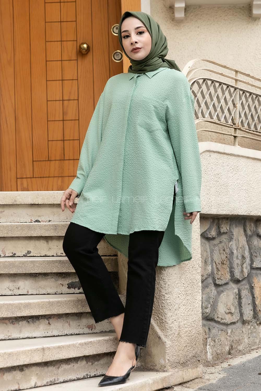 Modalamelif Tek Cepli Salaş Gömlek Çağla