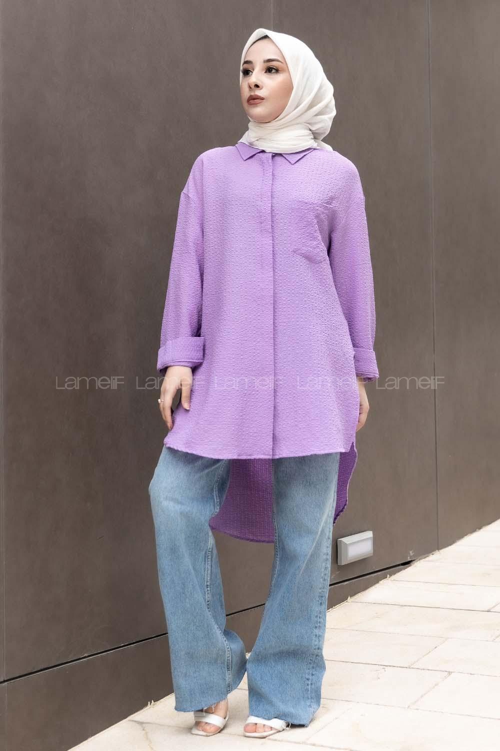 Modalamelif Tek Cepli Salaş Gömlek Eflatun