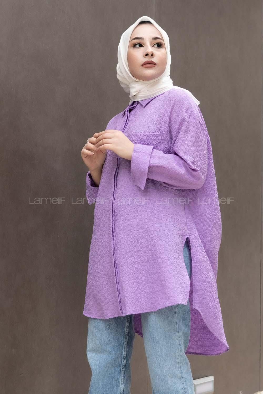 Modalamelif Tek Cepli Salaş Gömlek Eflatun