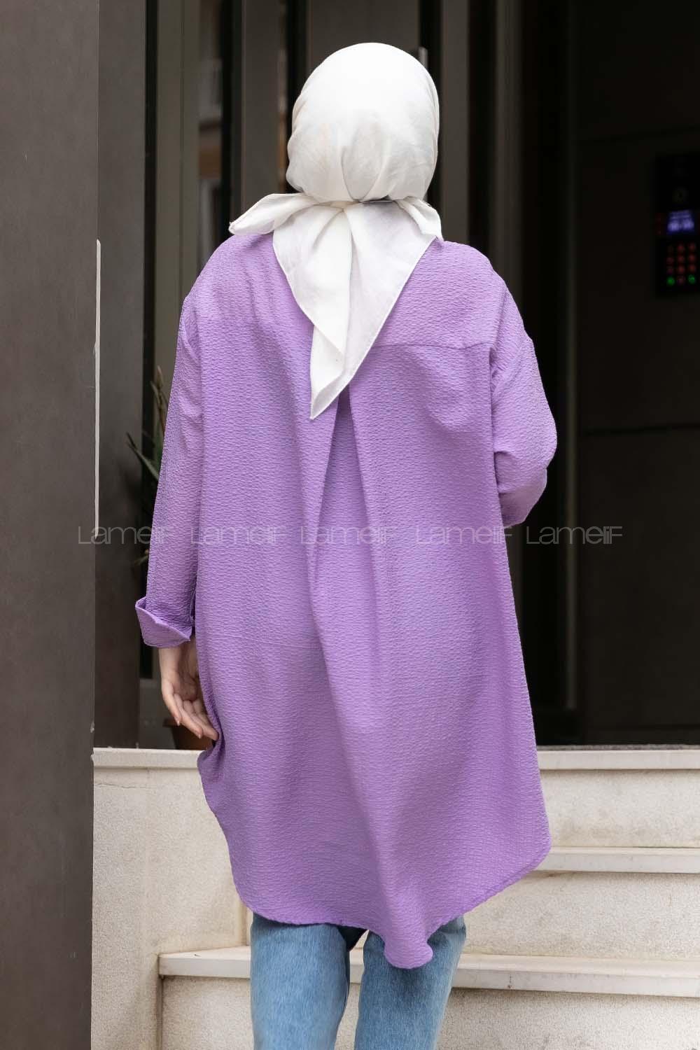 Modalamelif Tek Cepli Salaş Gömlek Eflatun