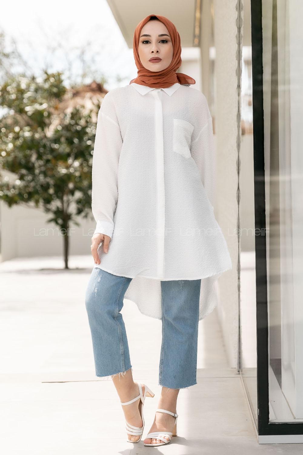 Modalamelif Tek Cepli Salaş Gömlek Ekru