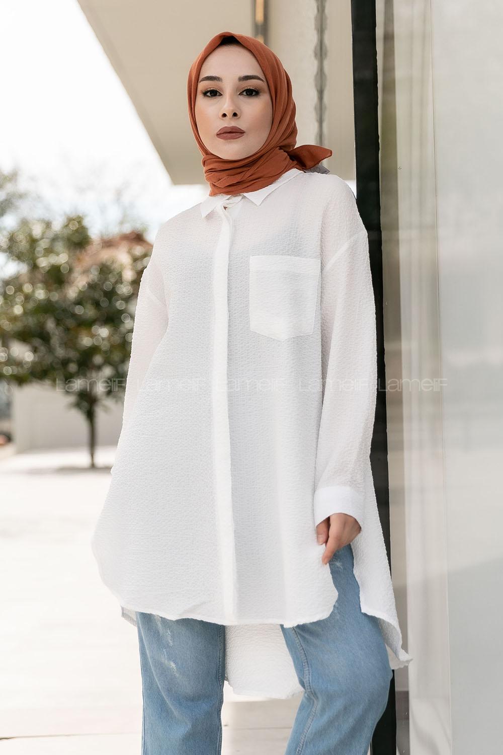 Modalamelif Tek Cepli Salaş Gömlek Ekru