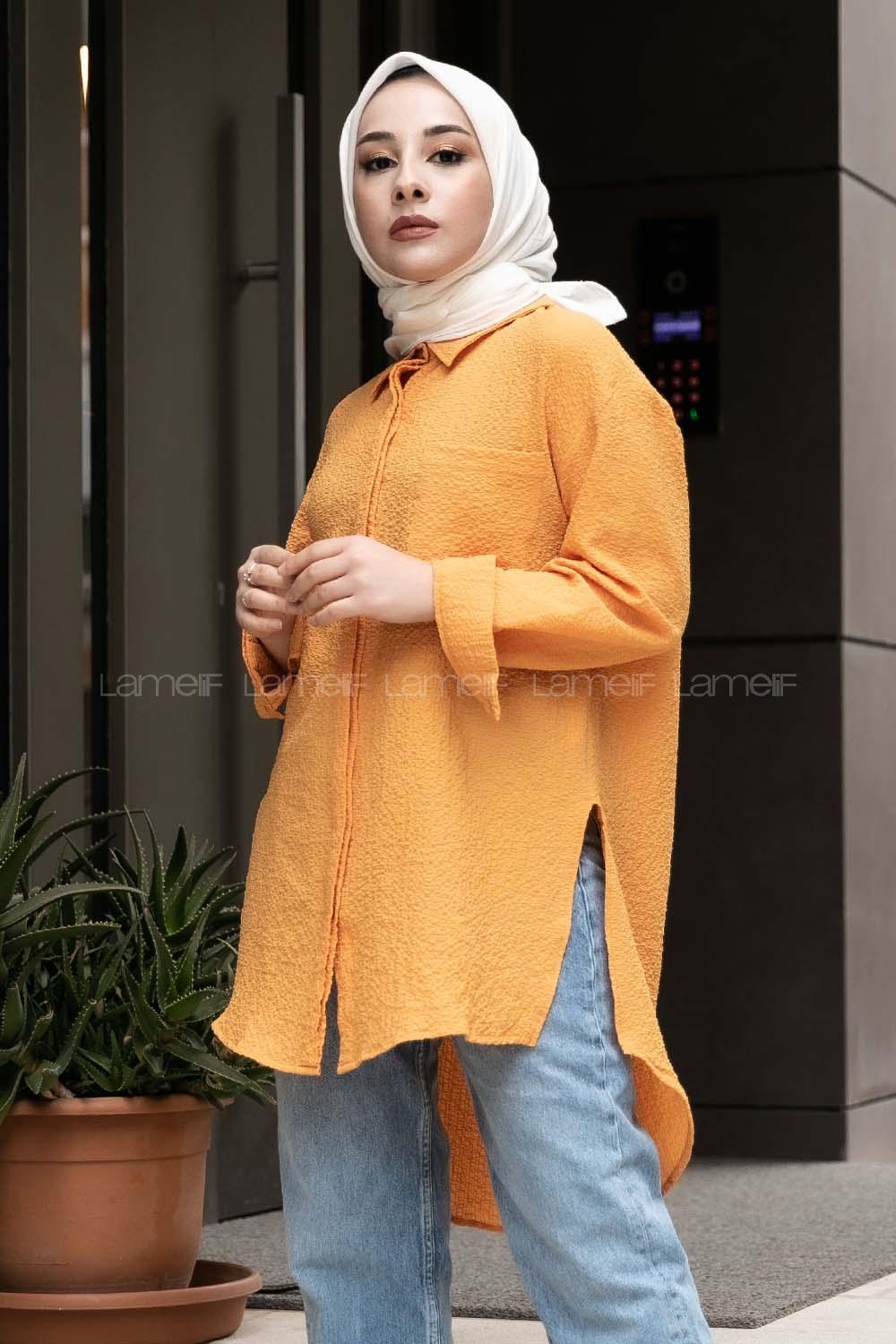 Modalamelif Tek Cepli Salaş Gömlek Hardal