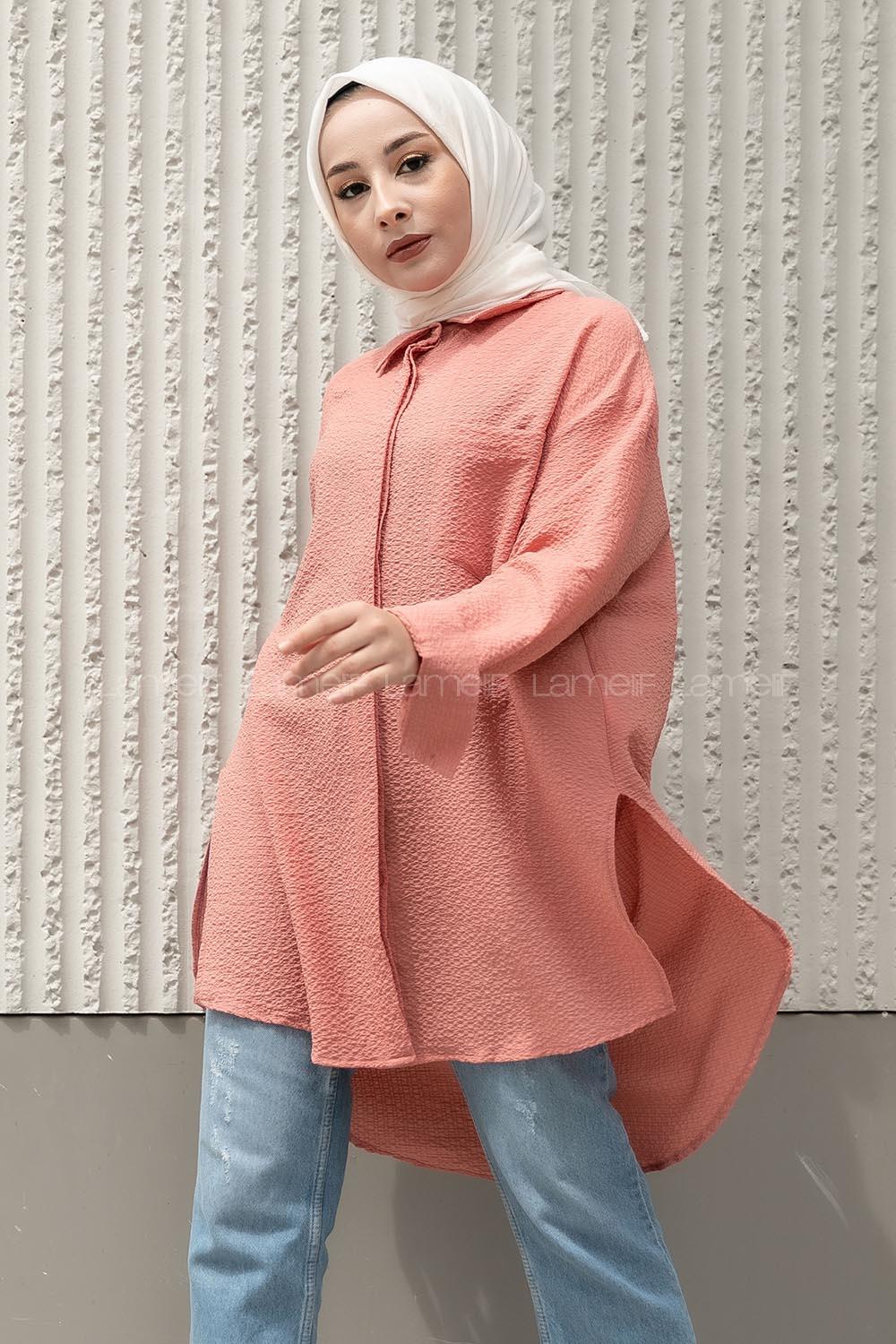 Modalamelif Tek Cepli Salaş Gömlek Pudra