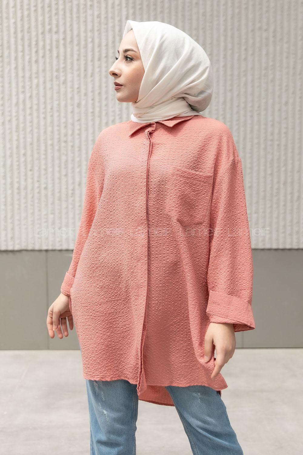 Modalamelif Tek Cepli Salaş Gömlek Pudra