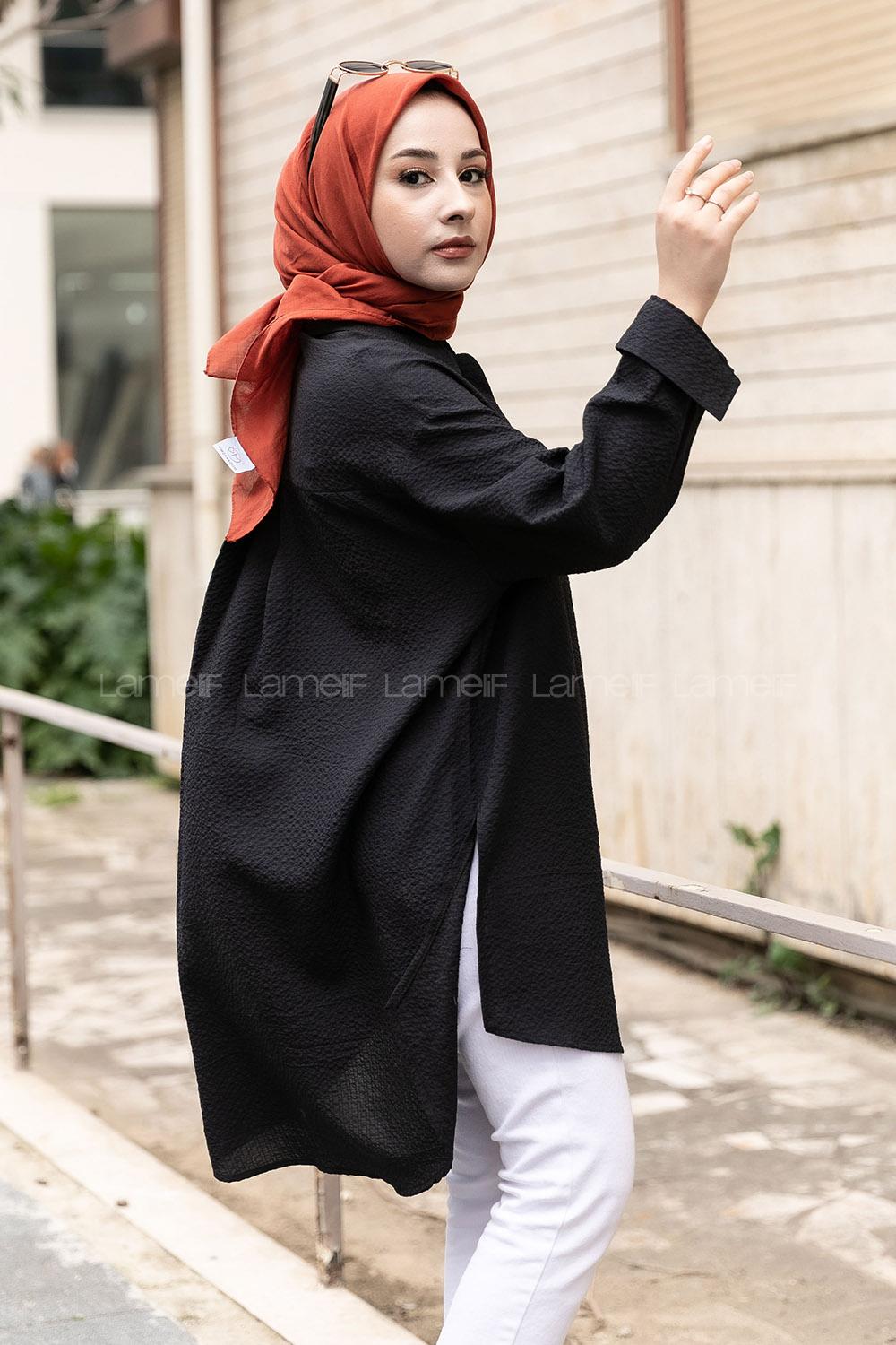 Modalamelif Tek Cepli Salaş Gömlek Siyah