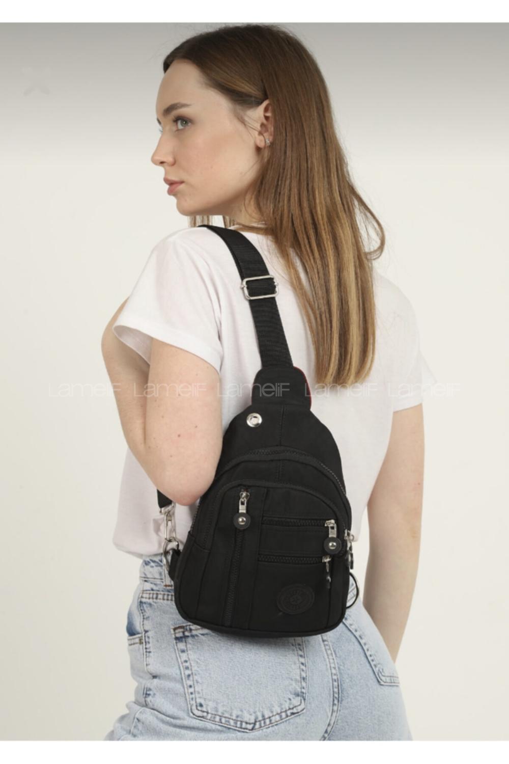 Modalamelif 5 Bölmeli  Omuz Çantası Siyah